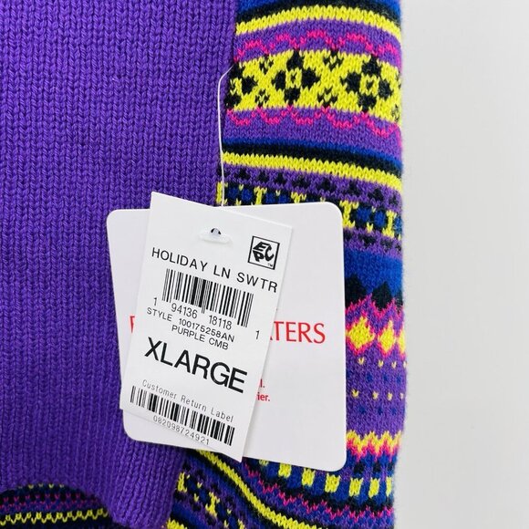 Holiday Lane Size XL Bright Stripe Fair Isle Pet Dog Knit Sweater in Purple 739 - Picture 6 of 8